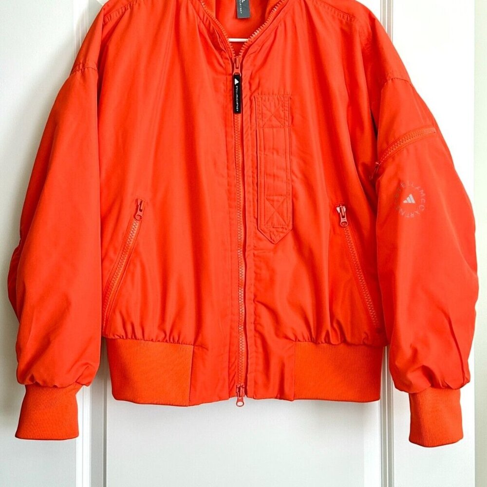 ADIDAS x STELLA MCCARTNEY Oversized Padded Bomber Jacket in Orange Size XS